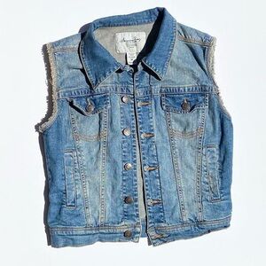 American Rag Blue Denim Vest Women's Medium Biker Summer Casual Y2K 90s Fall 80s